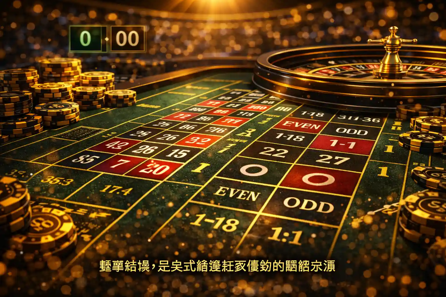 美式輪盤規則與雙零盤型示意
