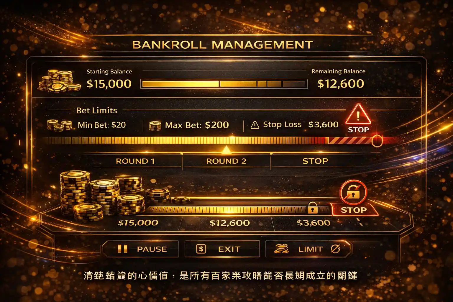 百家樂資金管理與下注節奏概念示意