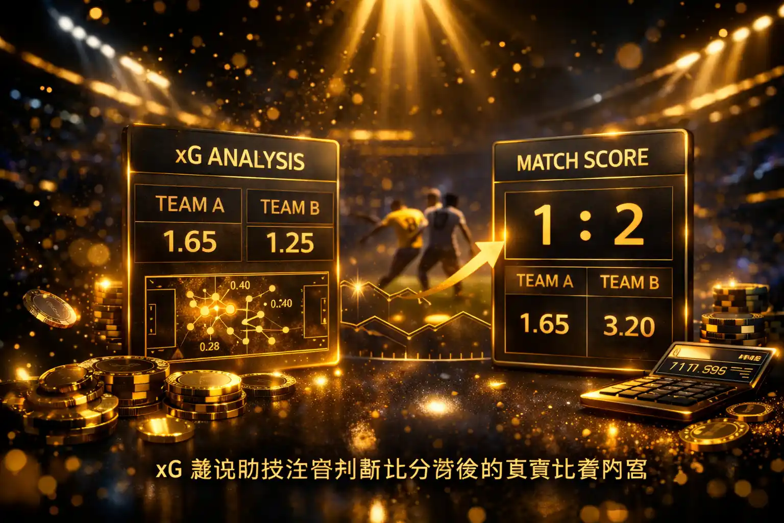 xG 預期進球數據與比賽內容關係示意