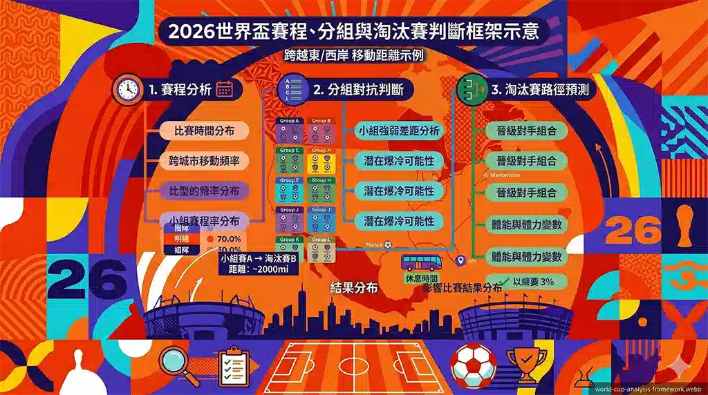 2026世界盃賽程分組與淘汰賽判斷框架示意