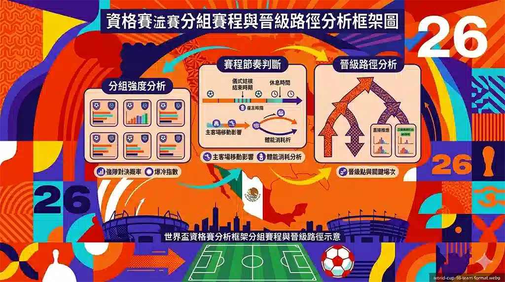 世界盃資格賽分析框架分組賽程與晉級路徑示意