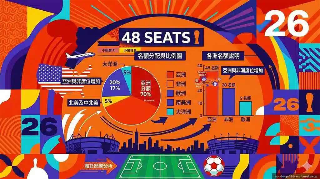 2026世界盃各洲名額分配與晉級比例示意