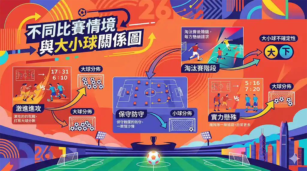 不同比賽情境與大小球關係圖